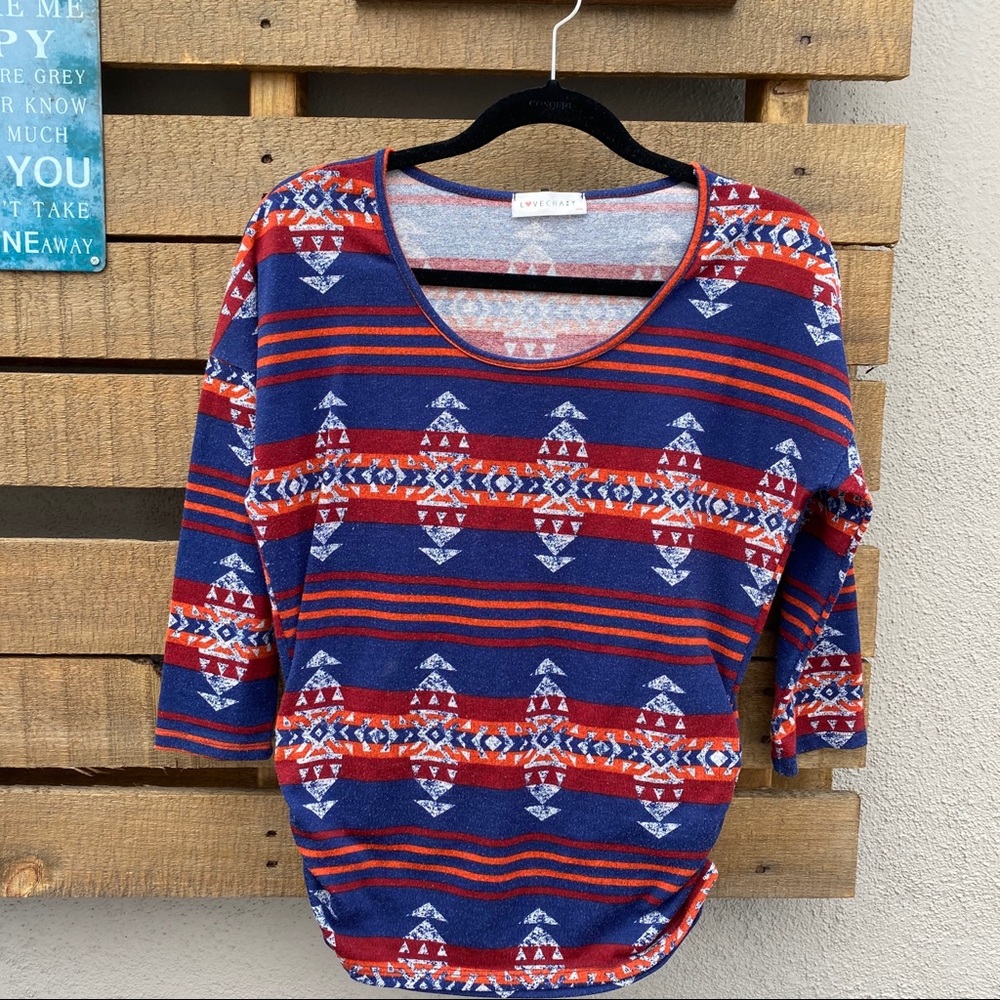 🌸 Love Crazy Aztec printed boho top-SALE